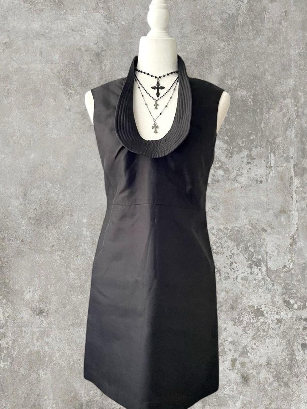 Cynthia Rowley Black Sleeveless Midi Sz Medium Dress Silk Office Minimal Chic